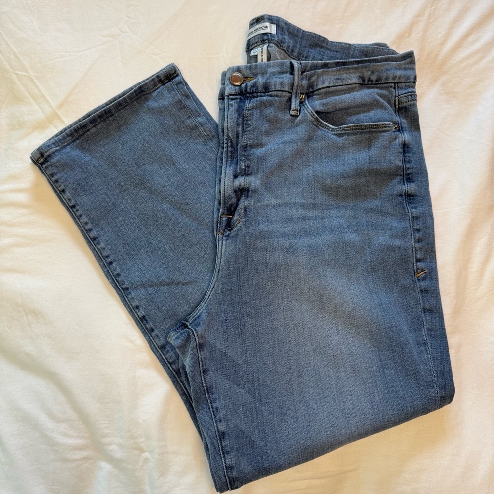 Good American Good Straight Blue Jeans Women’s high rise size 18 - Picture 2 of 10